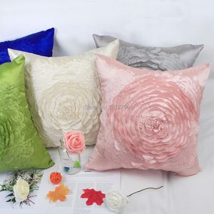 Cushion/Decorative Pillow Free Delivery Rose Big Flower Taffeta Three-dimensional Embroidery Cushion Cover Family Living Room Sofa Decorativ