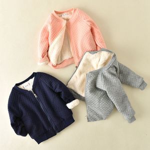 Boys And Girls Cotton Coat Kids Clothing Solid Color Children Jackets Plush Warmth Thickened Coats Winter 27yqb H1