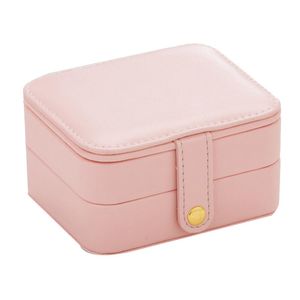 Jewelry Pouches Bags Travel Portable PU Box Earrings Bracelets Ornaments Multi-Layer Storage PinkJewelry