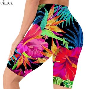 Linda Polinésia Flores Leggings Padrão 3D Impresso Shorts Mulheres Sexy Gym Sweatpants para Ginásio Feminino Shorts Esportivos W220616