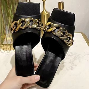 Designer-Woman Slipper Fashion Platform Alphabet Lady Sandals Leather High Heel Slides Slippers Size35-42