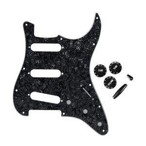 Uppsättning av 11 hål gitarr pickguard SSS plast 2T1V Volym Tone Control Knobs Switch Whammy Bar Tip Guitar Accessories