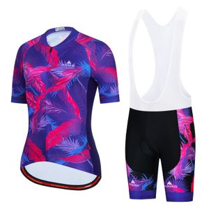 2024 Kvinnor Purple Leaves Summer Pro Cycling Jersey Set Breattable Team Racing Sport Bicycle Sats Mens Korta cykelkläder M36