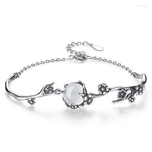 Charm Bracelets Promotion 30% Silver Plated Plum Blossom Flower Opal Black Gold Ladies Jewelry No Fade Women Christmas Gift Inte22