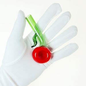 3.5 inch Creative Cherry Shape Smoking Pipe Hand-blown Herb Bowl Glass Tobacco Pipe