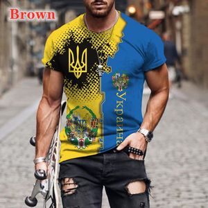 2022 T-shirts masculina bandeira da Ucrânia Ukraine Roupas de grandes dimensões de manga curta Tops 3D Casual Casual para homens Anime Sportswear 007