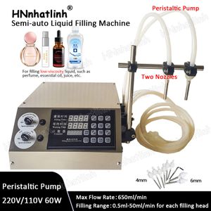 0.5-650ml Peristaltic Pump Milk Water Filling Machines Semi-Automatic Liquid Vial Desk Top Fill for Juice Liquid Oil Packing 2 Heads Black
