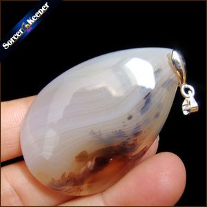 Pendant Necklaces SorcerKeeper Natural Slice Agates Charm Pendants Wholesale Lace Onyx Gem Stone Crystal Necklace For Jewelry Making RS935Pe