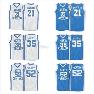 Nikivip North Carolina Tar Heels College #35 Bob McAdoo Basketball Jerseys #52 James Worthy #21 Mitch Kupchak Retro Mens costume qualquer nome