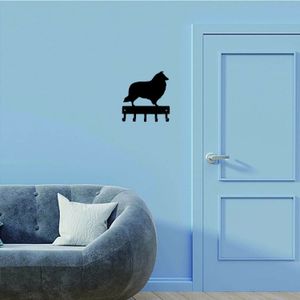 Sheltie Shetland Sheepdog Dog -Key Hooks Keychain Holder -6 tum Metal Wall Art