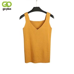 Goplus sexig slim tank top blusa beskuren feminino kvinnor ärmlös skörd topp halter vit svart bustier sommarskörd tops c4892 210401