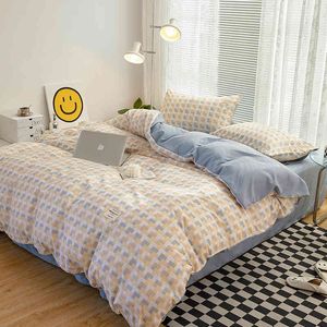 Spring and Autumn Japanese Simple Washed Cotton Wool Four Piece Set Student Dormitory Bed Sheet Quilt Three Group Purchase