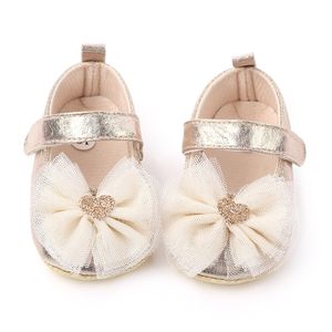 Baby Girl Shoes Lovely Bowknot Leather 4 Color Shoes Anti-Slip Sneakers Soft Sole Toddler Shoes 0-18 Månad