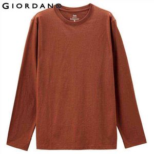 Giordano Men Tshrits Хлопок простые сплошные цветовые экипаж.