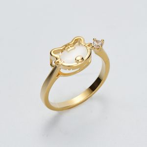 Nouvelle mode charmante opale mignon chat ouverte ouverte femme bijoux personnalité luxe k plaque d or de haute qualité accessoires accessoires