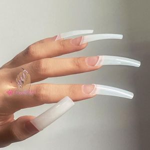 Wholesale long square nails resale online - False Nails bag XXL French Straight Half Cover Acrylic Tips Long Square Nail Tip Professional Manicure ToolFalse