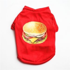 3 Style Burger Pattern Funny Dog Clothes for Labradors Summer Small Medium Pet s Gilet Bulldog francese Y200917