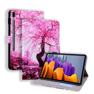 PU Leather Tablet Cases for Samsung Galaxy Tab P610 T870 T875 T500 T505 T290 T295 T220 T225, Dual View Angle Cartoon Pattern Flip Kickstand Cover with Card Slots