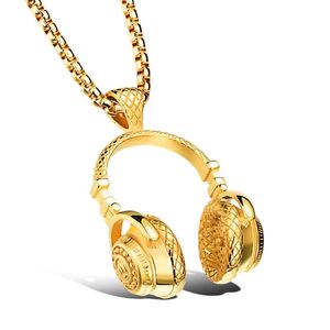 Pendant Necklaces Hiphop Rock Necklace For Men Stainless Steel Box Chain Black Silver Gold Color Headphone Deisgn 2022Pendant