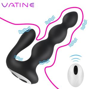 VATINE 9 Velocità Massaggiatore Prostatico Maschile Giocattoli sexy per Uomo Butt Plug Perline Anali Vibranti Vibratore Telecomando Senza Fili