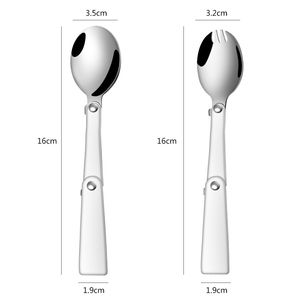 Stainless Pocket Spoon Folding Spork Portable Outdoor Camping Cutlery Travel Tableware Picnic Hiking Fork Spoon