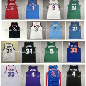 NA85 Retro Allen Iverson Jersey Piston 3 Drazen Petrovic 33 Patrick Ewing Kevin 21 Garnett 34 Ray Allen King 4 Chris Webber College Basketbol