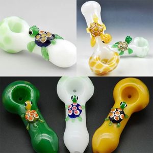 Vintage Cute Turtle GLASS HANDPIPE Shisha Bong Wasserpfeife Dab Rigs können Kundenlogo von dhl ups cne platzieren