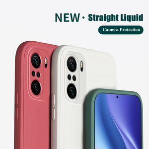 Straight Edge Liquid Silicone Cases For Xiaomi Redmi Note 10 4g Poco F3 K40 Mi 10t Pro 11 Lite Soft Tpu Back Cover Coke Fundas