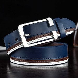 Wholesale Classic luxury top quality men's pin buckle leather belt fashion Korean trouser belt for casual work dress Length 105-125cm