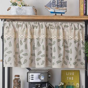 Curtain & Drapes Tube Printed Polyester Cotton With Valance Short Curtains For Living Room Coffee Kitchen DecorationCurtain