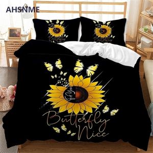 AHSNME Pflanzenlandschaft Sonnenblumen-Bettwäsche-Set, bedruckter Bettbezug für King-Queen-Size-Markt, kann individuell angepasst werden