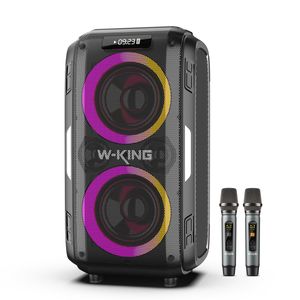 W-King T9 Pro 휴대용 ​​스피커 120W 실외 서브 우퍼 오디오 파티 상자 무선 마이크 및 RGB 조명