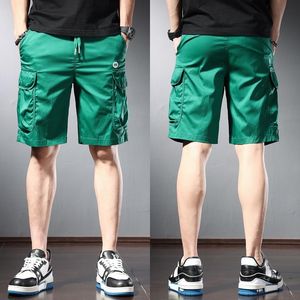 Мужские шорты груз мужчины 2022 Летние легкие короткие брюки модная уличная одежда. Повседневная зеленая мешковатая эластичная талия брюки по длине колен