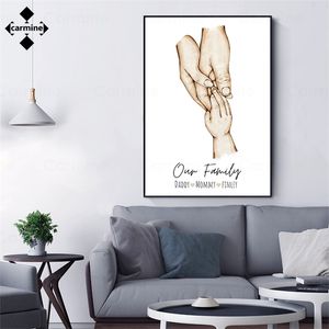 Персонализированные семейные руки холст рисовать настраиваем настенные художественные плакаты современный стиль декоративные картины Семейный подарок для домашнего декора 220623