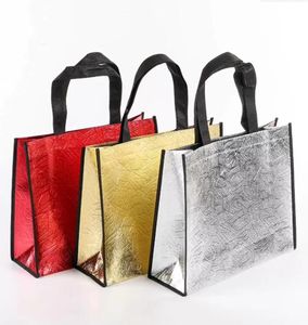 Kvinnor Shopping Bag Stora Kapacitet Kanfastryck Presentförpackning Baggar Laser Glitter Kvinna Handväska Livsmedelsbutik Tote F0415