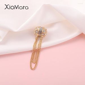 Pins Brooches Hijab Magnet Round Ball With Tassel Chain Pinless Strong Hold Muslim Scarf Arab Shawl Islamic Accessories Women Jewelry Roya22