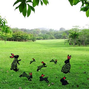 Easter Garden Art Rabbit ornaments Garden decor DIY inserted acrylic hollow Hare grass decoration