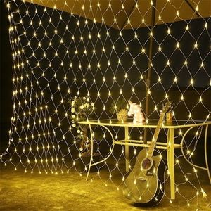 6x4m LED Fiske Net Form String Light Holiday Patio Christmas Wedding Decoration Waterproof Outdoor Garland Decoration Y201020