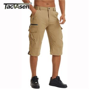 Tacvasen Men S Cargo Work Shorts Quick Dry 3 4 Length Pants Multi Pockets Kneeズボンサマーボードビーチ220621