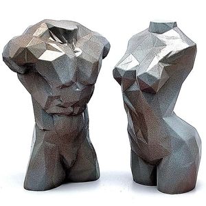 3D幾何学的なボディオスとメスのバストシリコン金型DIYキャンドルソープ樹脂モデルキッチンアイスチョコレートケーキツール220601