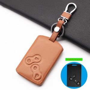 Leather keychain key case holder for renault clio scenic megane duster sandero captur twingo koleos 4 buttons protector cover243E