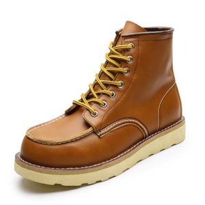 Wholesale leather flat ankle boots for sale - Group buy Lace up men ankle boot genuine leather boots for man full grain leather shoes outdoor work footwear traveling boots zy682231v242p