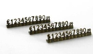 Cubi di prezzi in metallo di lusso Etichette per prezzi combinati di gioielli Blocchi numerici in euro Blocchi numerici Orologi da banco Gioielli Display da banco