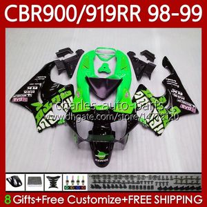 Honda CBR900RR için OEM gövdesi CBR900RR CBR919RR CBR 919RR 900RR 98 99 Kodu 127NO.167 CBR919 CBR900 RR CBR 900 919 RR CC 1998 1999 900CC 919CC 1998-1999 PERSERING SICK Yeşil Siyah