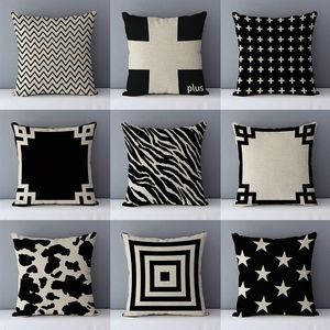 Pillow Case European Casual Cozy White black geometric cushion cover for sofa bed home decorative pillows 45x45cm square pillowcase QX2L 220623