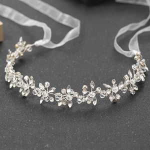 Silverfärg pannband för kvinnor brud huvudstycken handgjorda kristall strass tiaras hårband bröllop hår tillbehör drottning pannband gåva cl0397