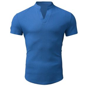 T-shirt maschile uomini di grandi dimensioni uomini estivi in ​​cotone in cotone marca di moda manica corta camicie a colori solidi casual palestra adatto sports tee v collo