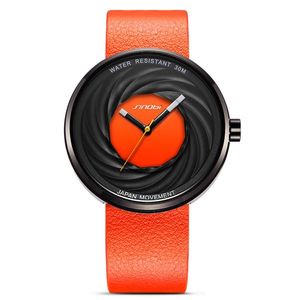 2022 Sinobi Fashion Watch Women Big Dial Creative Eddy Design Wysokiej jakości skórzany pasek biały zegarki Casual Relojes para mujer na rękę