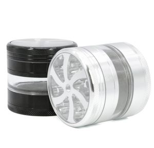 최신 63x58mm Smoke Grinder 4- 층 알루미늄 합금 꽃잎 담배 많은 스타일의 스타일 선택을 지원합니다.