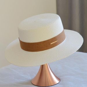 Szerokie grzbiet czapki słomki lady letnie retro brytyjska płaska top koreańskie plażowe słone
